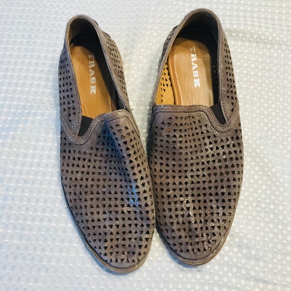 Trask Ali perf pewter metallic suede shoes - Picture 4 of 8